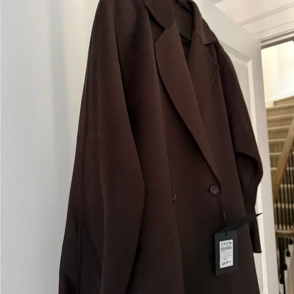 Massimo Dutti Brown Double-Breasted Coat - Picture 3 of 3